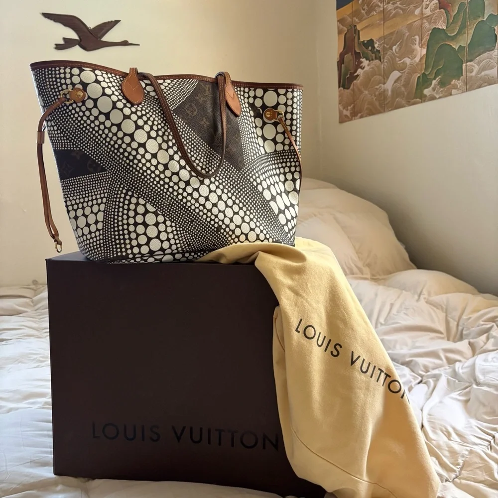 Louis Vuitton Yayoi Kusama Limited Neverfull Waves Dot Brown White Monogram Tote - Picture 17 of 17
